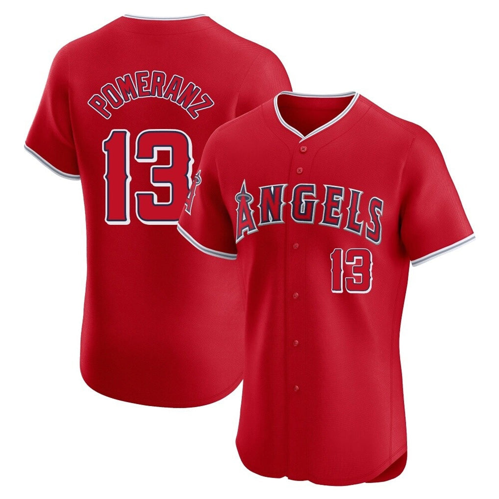 tocy LA.Angels #13 Drew Pomeranz Player Red Home Limited Elite Stitched Jerseys