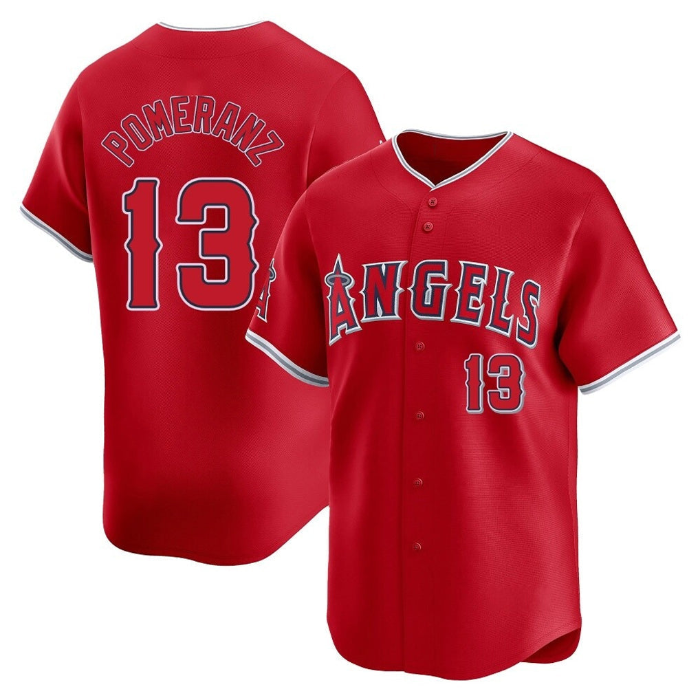tocy LA.Angels #13 Drew Pomeranz Player Red Home Limited Stitched Jerseys