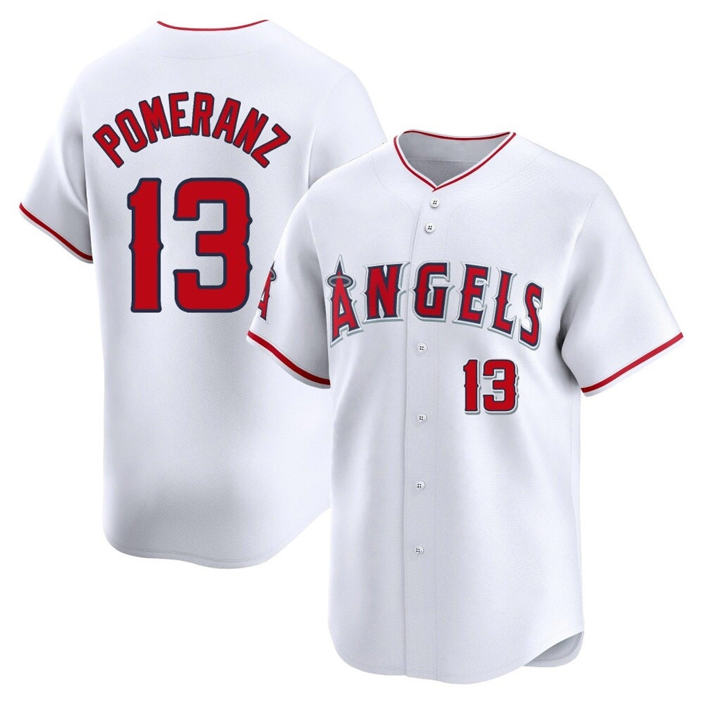 tocy LA.Angels #13 Drew Pomeranz Player White Limited Home Stitched Jerseys