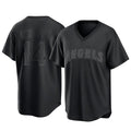 tocy LA.Angels #14 Logan O'Hoppe Player Black Pitch Fashion T-shirt Stitched Jerseys