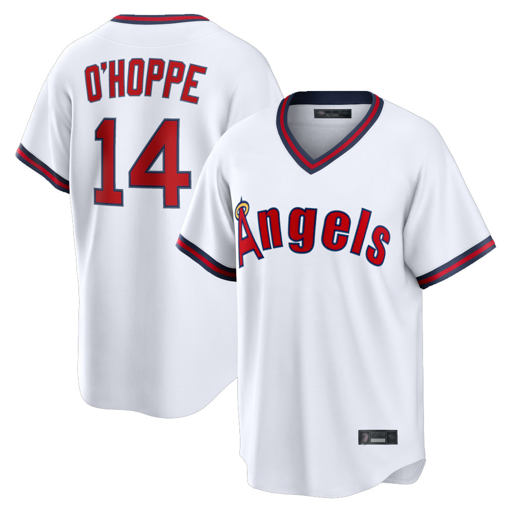 tocy LA.Angels #14 Logan O'Hoppe Player White T-shirt Home Game Stitched Jerseys