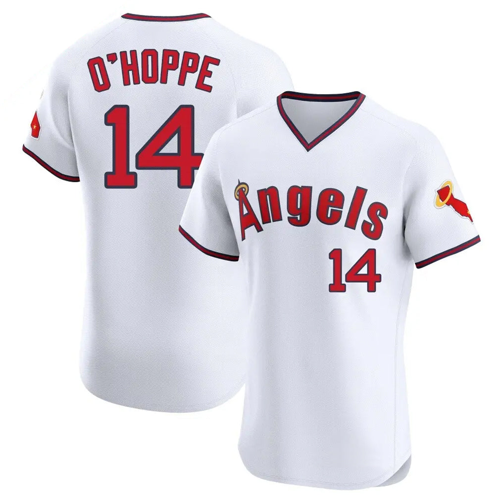 tocy LA.Angels #14 Logan O'Hoppe Player White T-shirt Home Limited Elite Stitched Jerseys