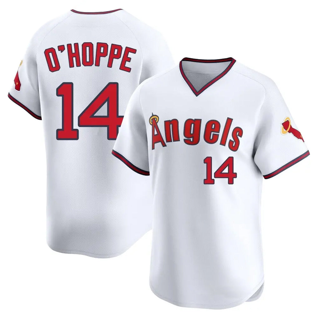 tocy LA.Angels #14 Logan O'Hoppe Player White T-shirt Home Limited Stitched Jerseys
