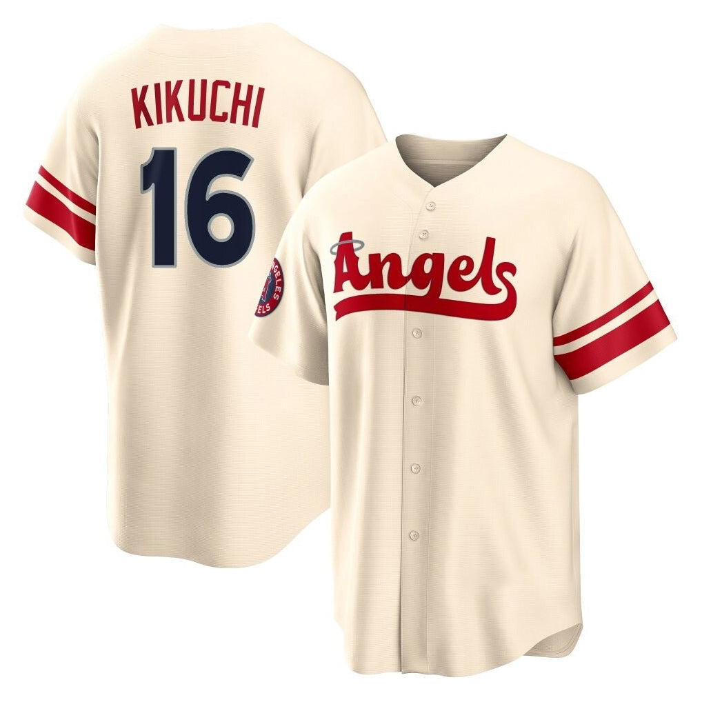 tocy LA.Angels #16 Yusei Kikuchi Player Cream City Connect Home Stitched Jerseys