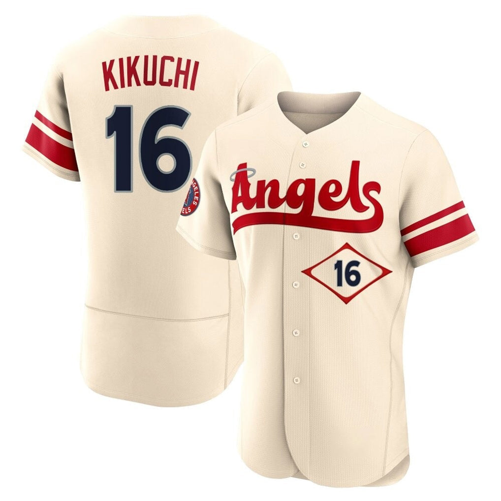tocy LA.Angels #16 Yusei Kikuchi Player Cream City Connect Limited ELite Home Stitched Jerseys