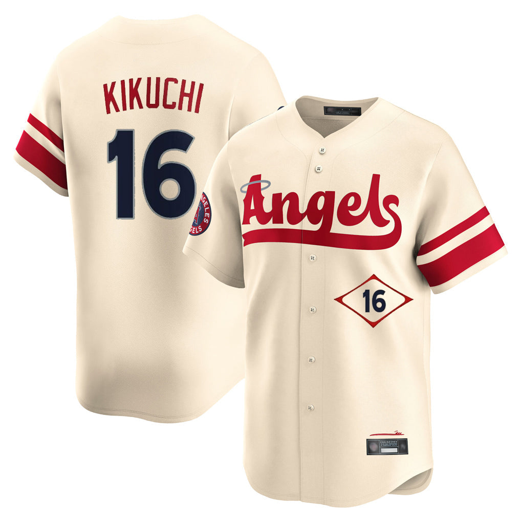 tocy LA.Angels #16 Yusei Kikuchi Player Cream City Connect Limited Home Stitched Jerseys
