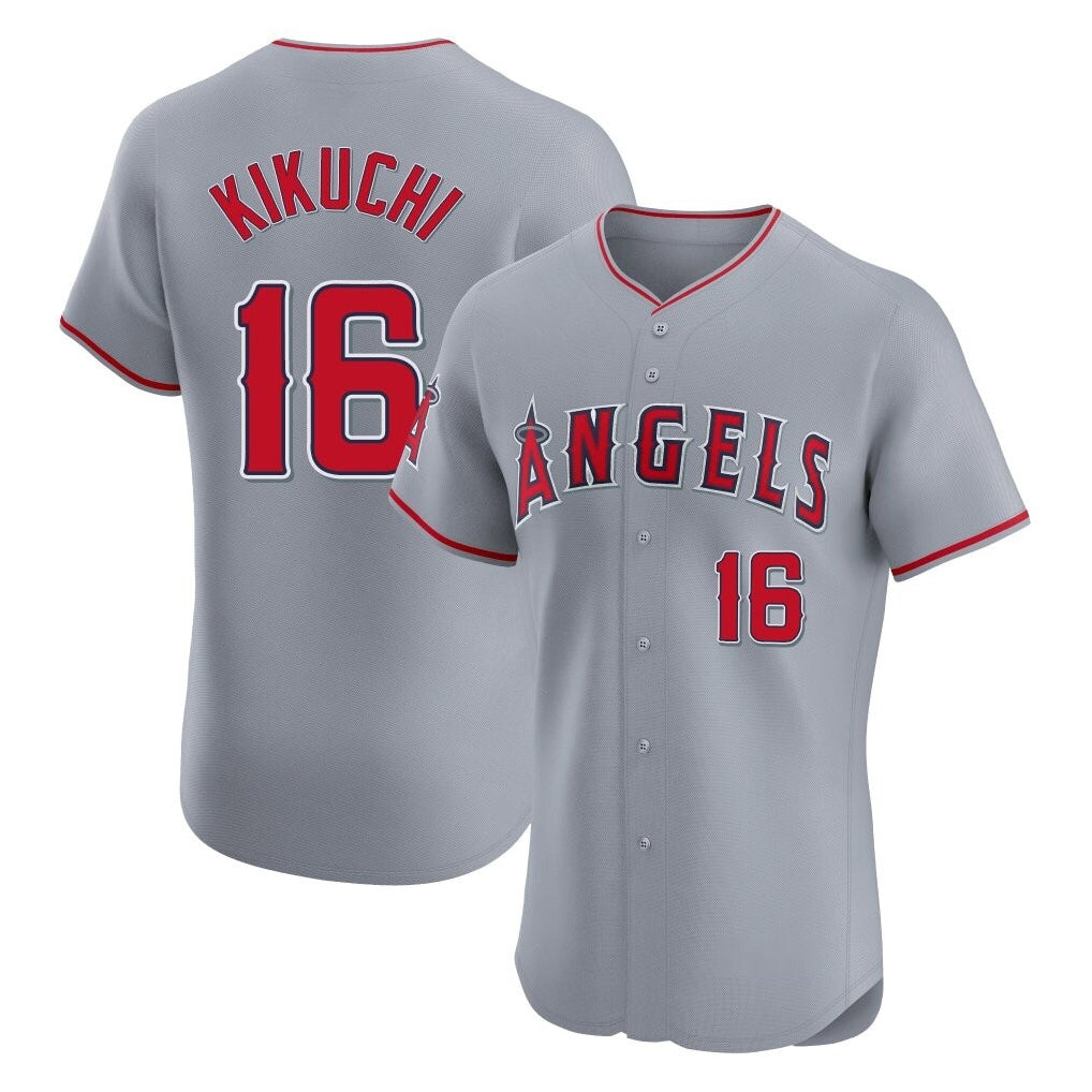 tocy LA.Angels #16 Yusei Kikuchi Player Gray Home Limited Elite Stitched Jerseys