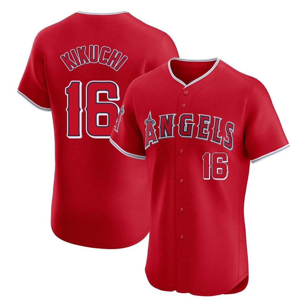tocy LA.Angels #16 Yusei Kikuchi Player Red Home Limited Elite Stitched Jerseys