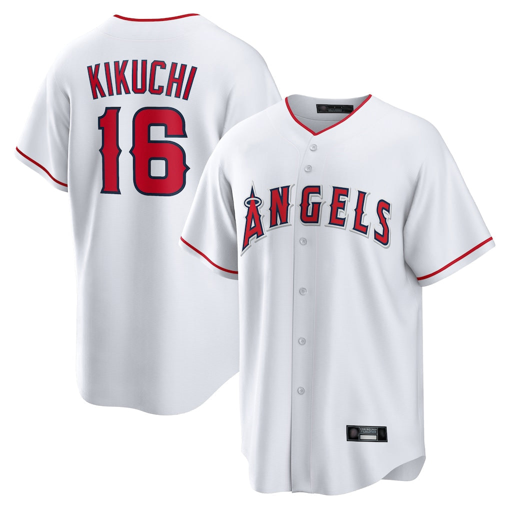 tocy LA.Angels #16 Yusei Kikuchi Player White Home Game Stitched Jerseys