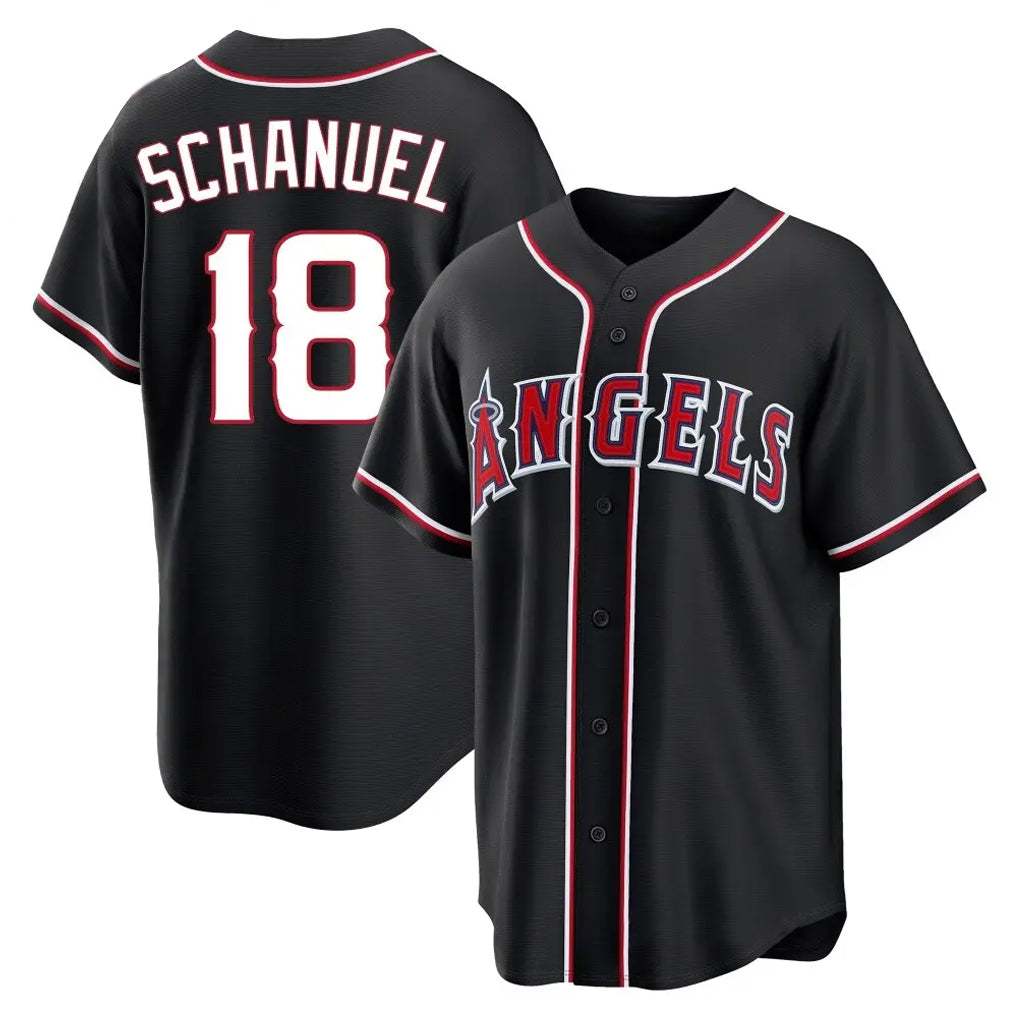 tocy LA.Angels #18 Nolan Schanuel Player Black Fashion Out Home Game Stitched Jerseys