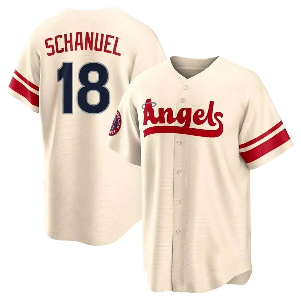 tocy LA.Angels #18 Nolan Schanuel Player Cream City Connect Home Stitched Jerseys