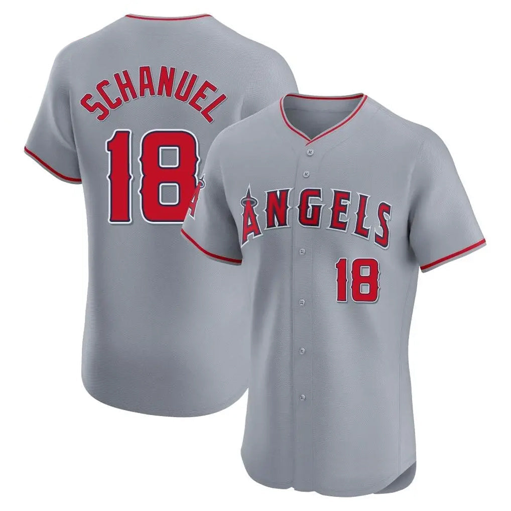 tocy LA.Angels #18 Nolan Schanuel Player Gray Home Limited Elite Stitched Jerseys