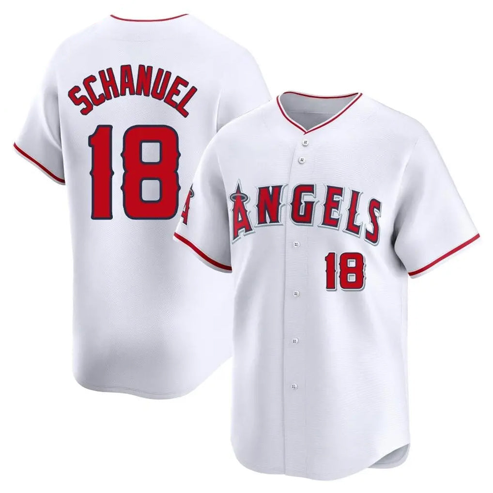 tocy LA.Angels #18 Nolan Schanuel Player White Limited Home Stitched Jerseys