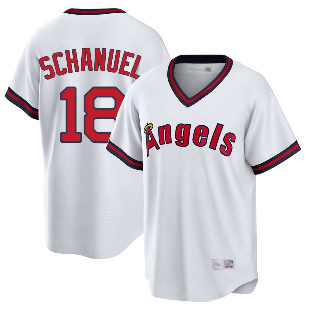 tocy LA.Angels #18 Nolan Schanuel Player White T-shirt Home Game Stitched Jerseys
