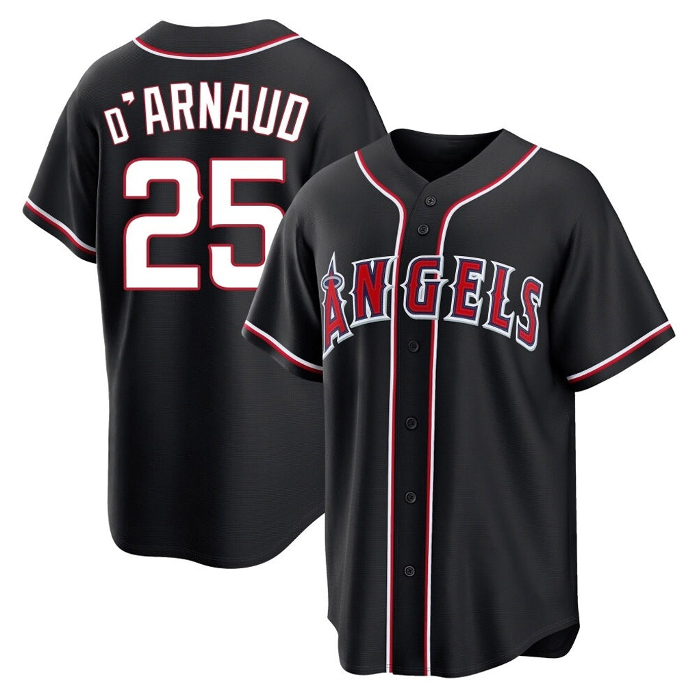 tocy LA.Angels #25 Travis d'Arnaud Player Black Fashion Out Home Game Stitched Jerseys