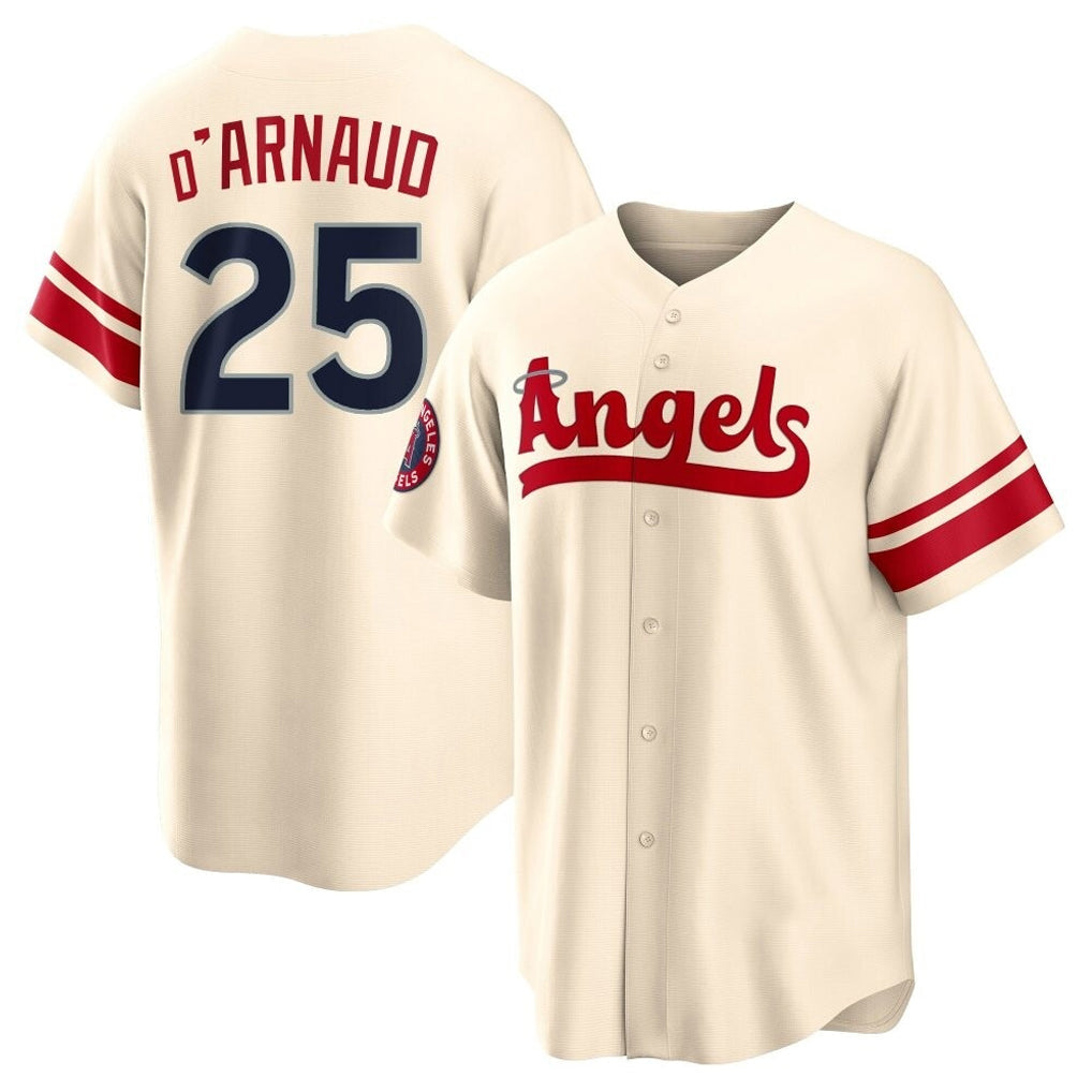 tocy LA.Angels #25 Travis d'Arnaud Player Cream City Connect Home Stitched Jerseys