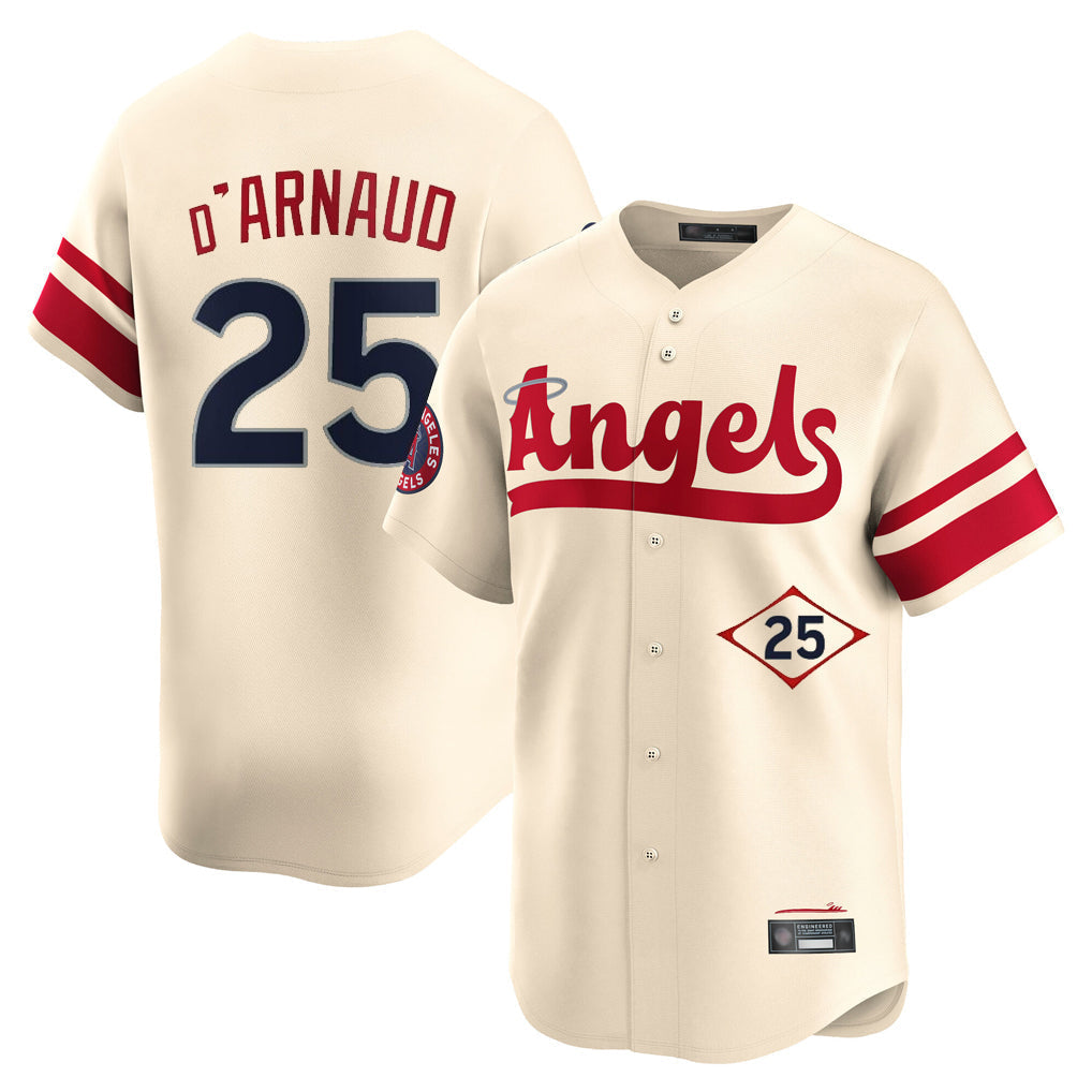 tocy LA.Angels #25 Travis d'Arnaud Player Cream City Connect Limited Home Stitched Jerseys