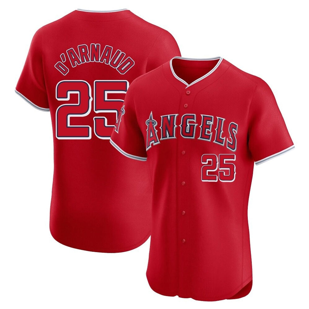 tocy LA.Angels #25 Travis d'Arnaud Player Red Home Limited Elite Stitched Jerseys