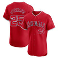 tocy LA.Angels #25 Travis d'Arnaud Player Red Home Limited Elite Stitched Jerseys