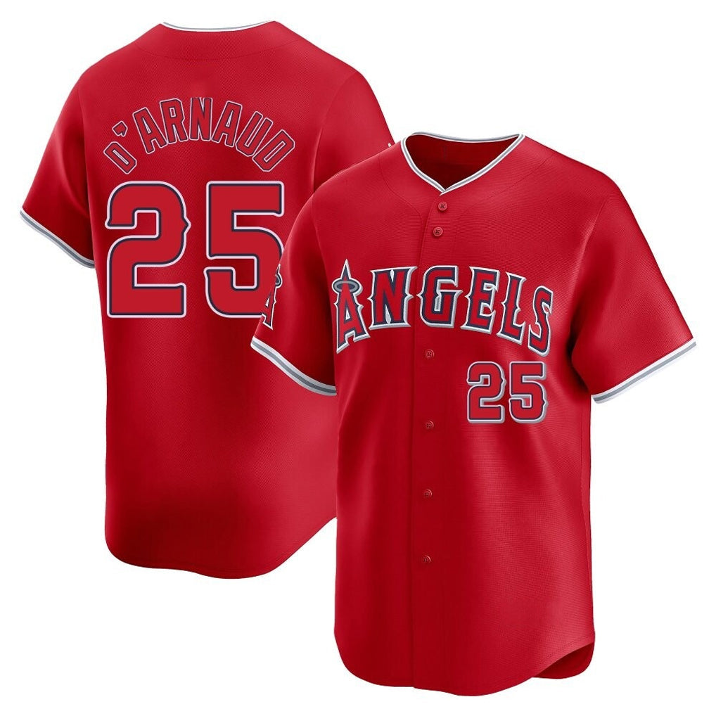 tocy LA.Angels #25 Travis d'Arnaud Player Red Home Limited Stitched Jerseys