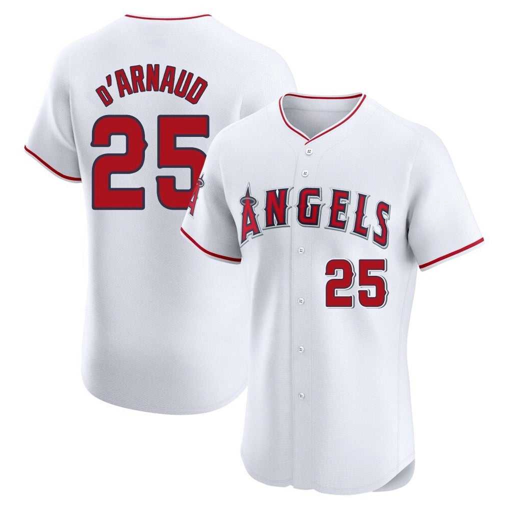 tocy LA.Angels #25 Travis d'Arnaud Player White Limited Elite Stitched Home Jerseys