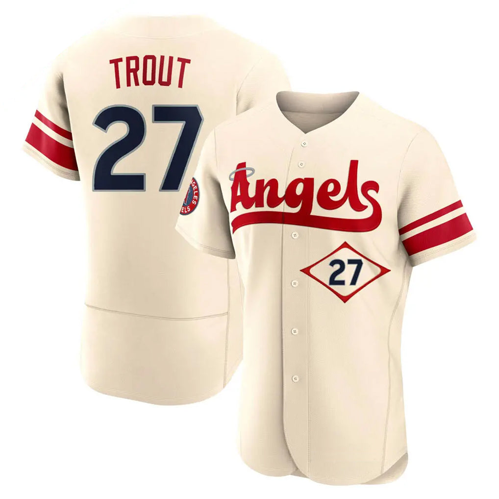 tocy LA.Angels #27 Mike Trout Player Cream City Connect Limited ELite Home Stitched Jerseys