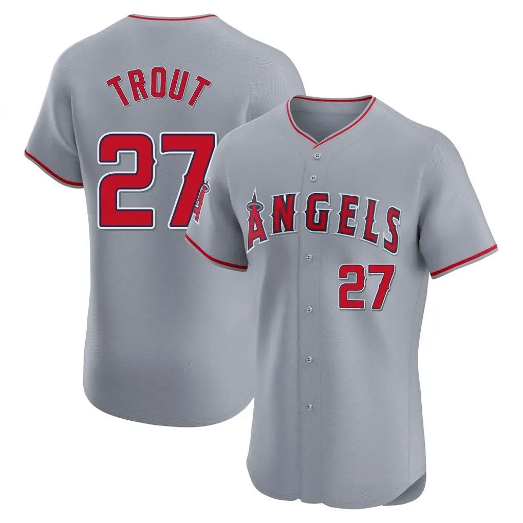 tocy LA.Angels #27 Mike Trout Player Gray Home Limited Elite Stitched Jerseys