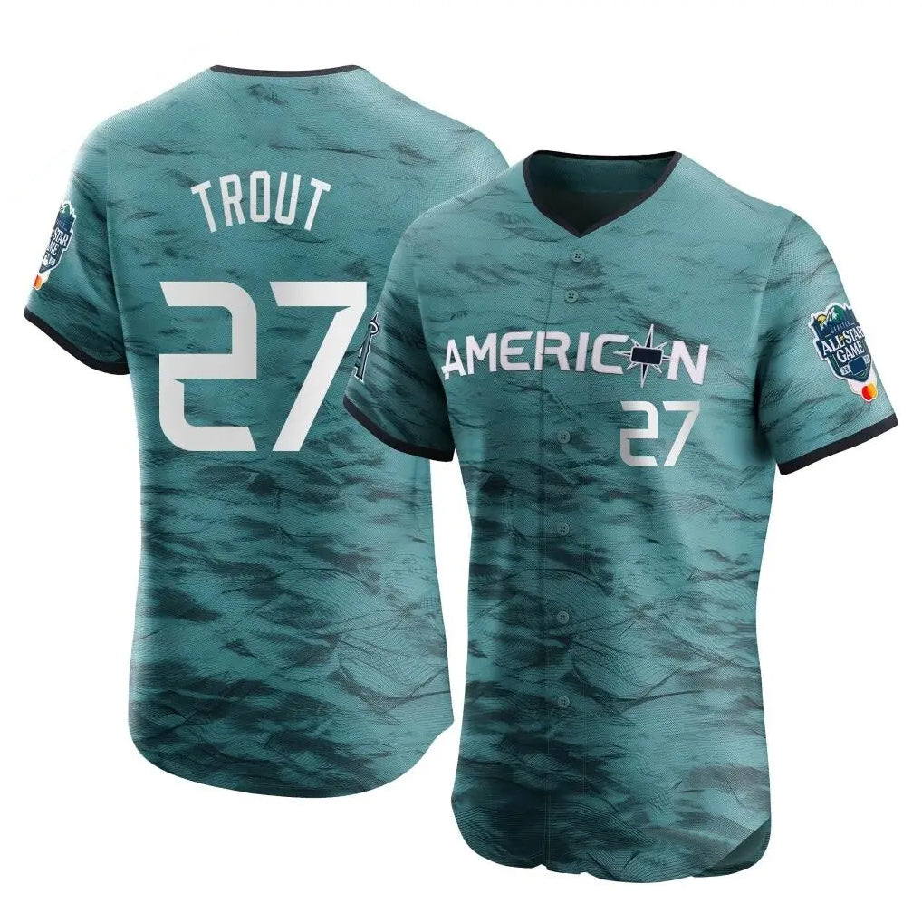 tocy LA.Angels #27 Mike Trout Player Teal Elite American League Game Vapor Premier All-Star Stitched Jerseys
