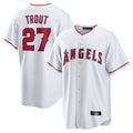 tocy LA.Angels #27 Mike Trout Player White Home Game Stitched Jerseys