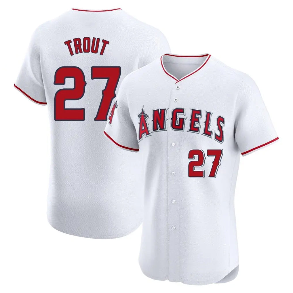 tocy LA.Angels #27 Mike Trout Player White Limited Elite Stitched Home Jerseys