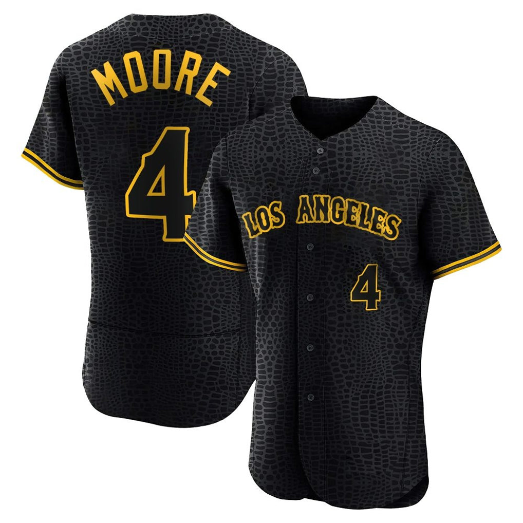tocy LA.Angels #4 Christian Moore Player Black Snake Skin City Limited Elite Home Stitched Jerseys