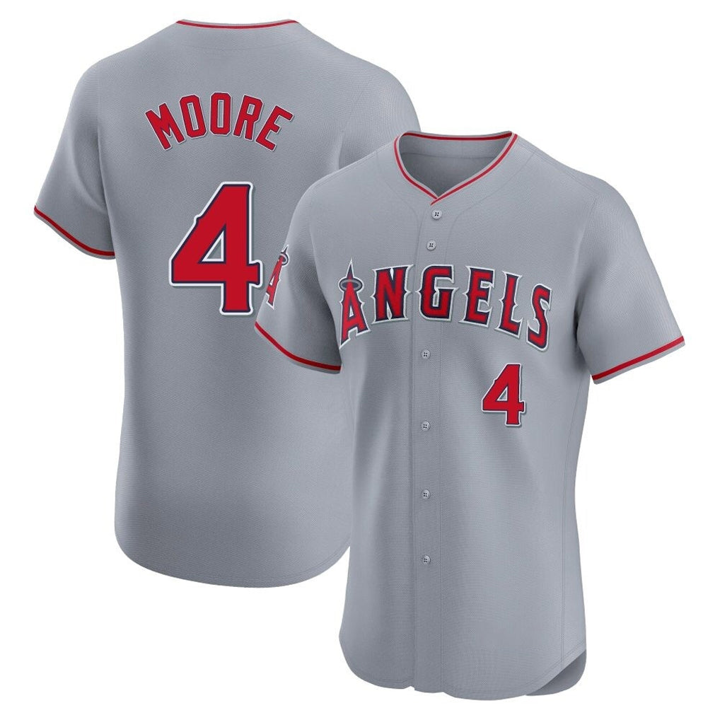 tocy LA.Angels #4 Christian Moore Player Gray Home Limited Elite Stitched Jerseys