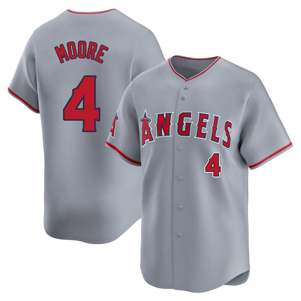 tocy LA.Angels #4 Christian Moore Player Gray Home Limited Stitched Jerseys