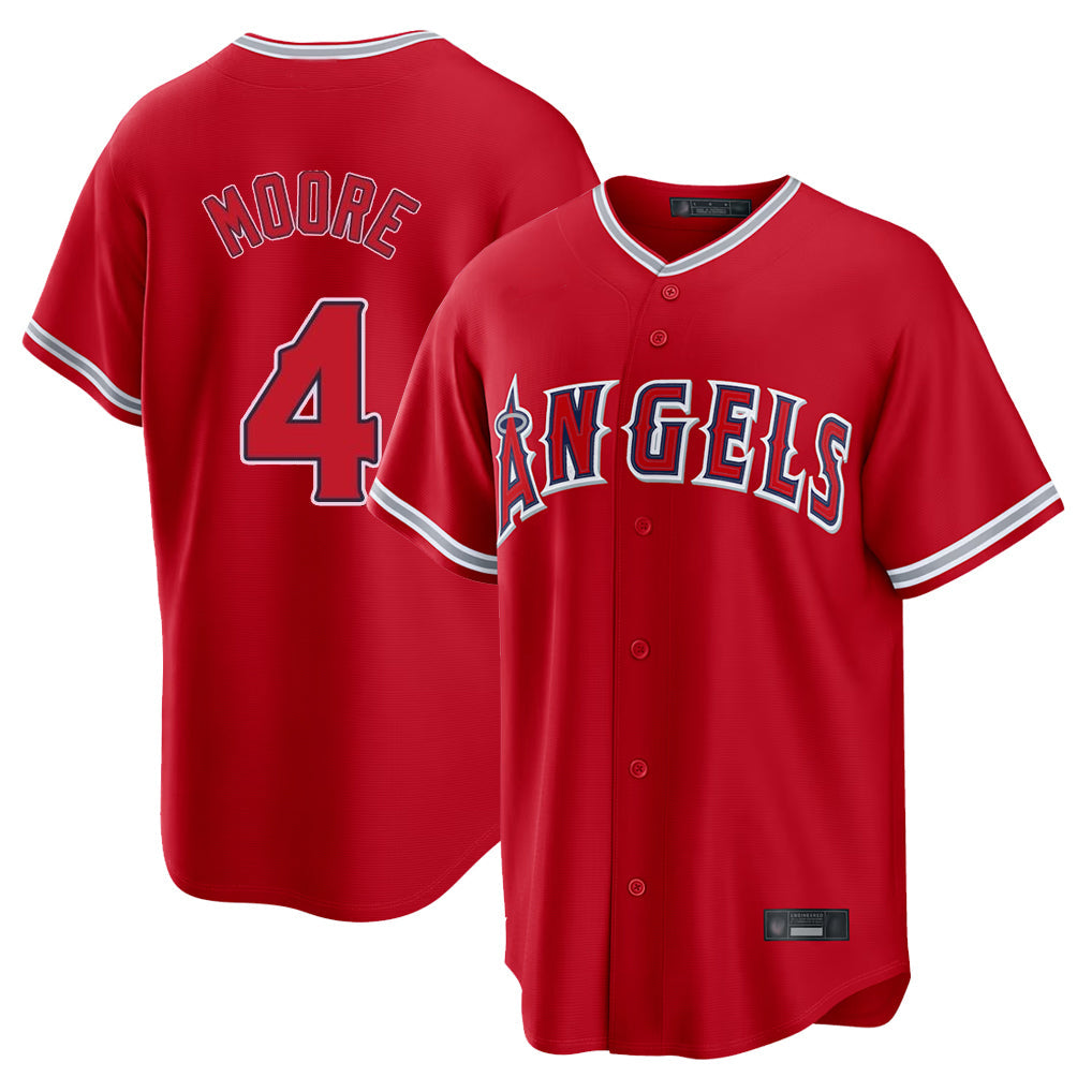 tocy LA.Angels #4 Christian Moore Player Red Home Game Stitched Jerseys