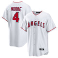 tocy LA.Angels #4 Christian Moore Player White Home Game Stitched Jerseys