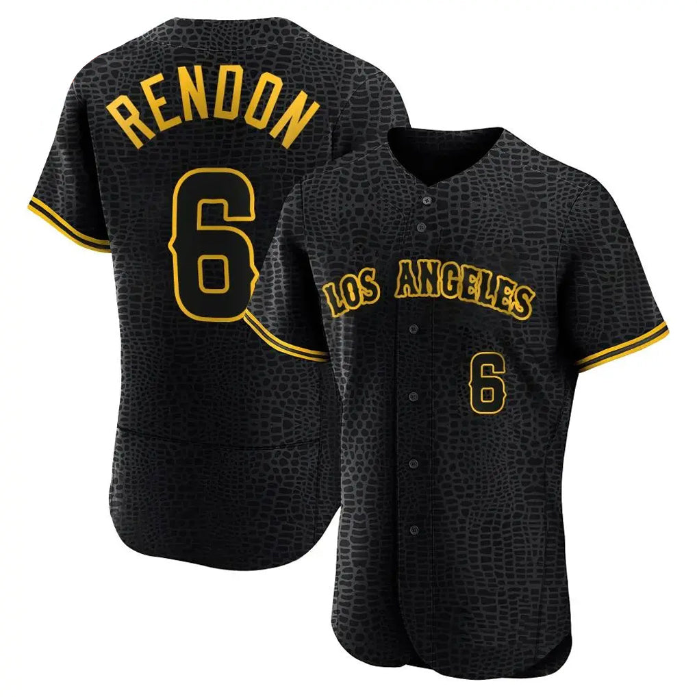 tocy LA.Angels #6 Anthony Rendon Player Black Snake Skin City Limited Elite Home Stitched Jerseys