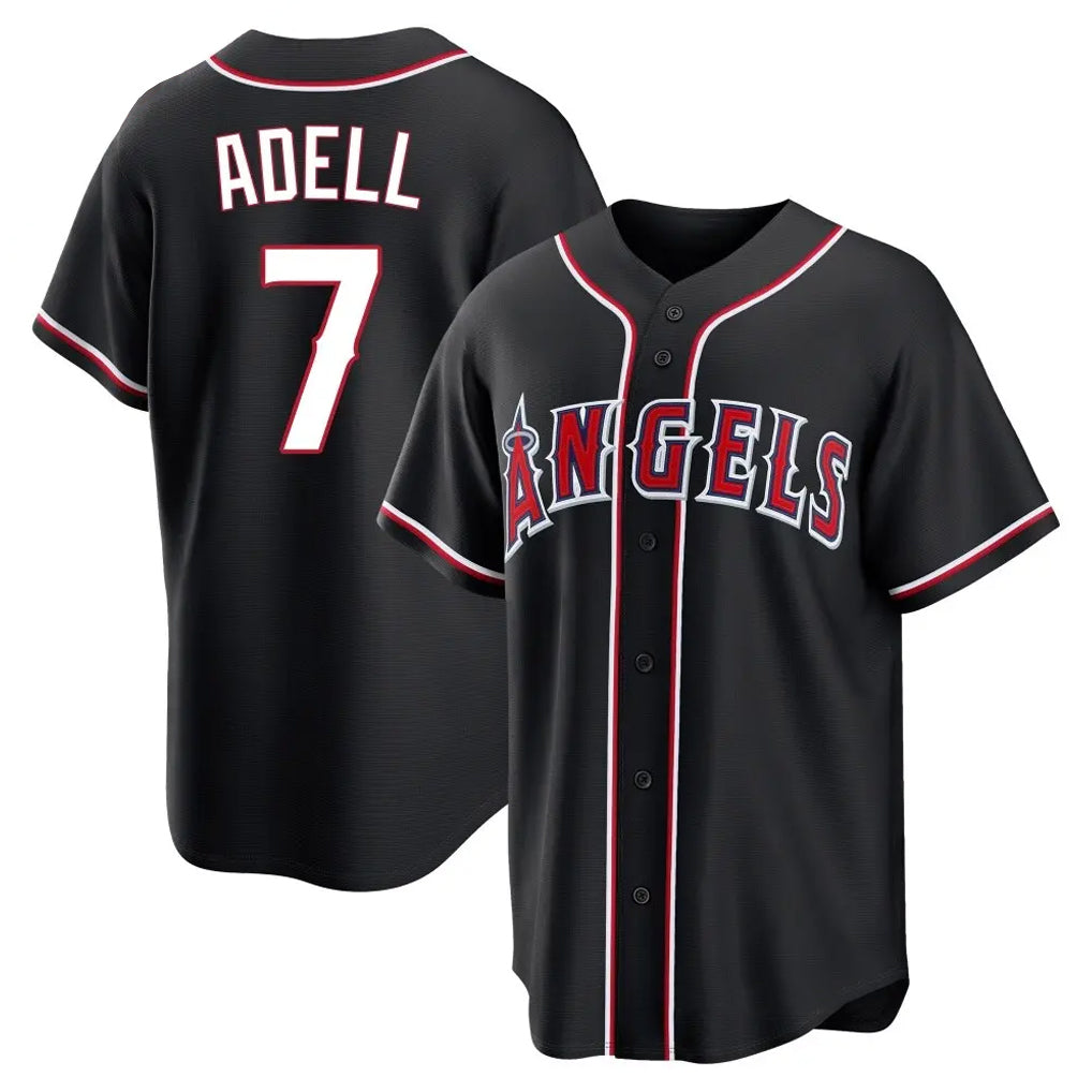 tocy LA.Angels #7 Jo Adell Player Black Fashion Out Home Game Stitched Jerseys