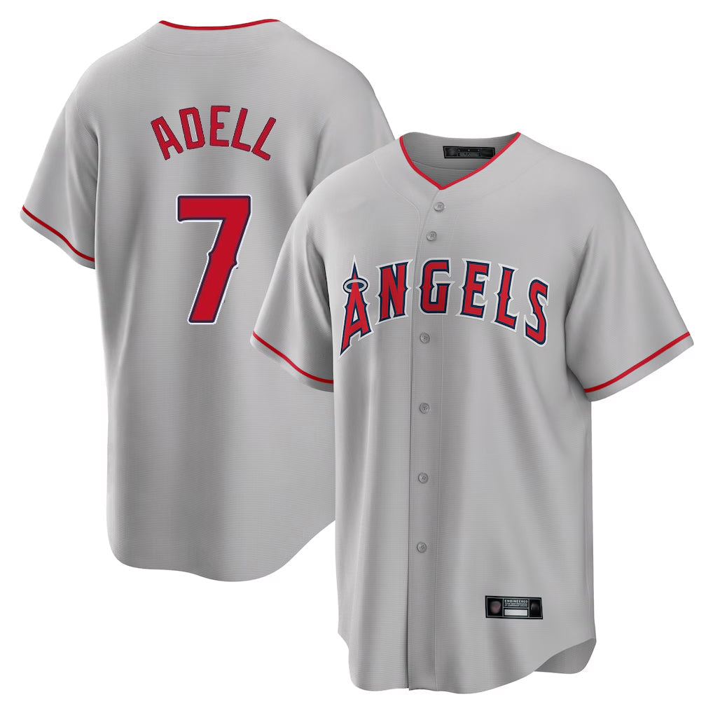 tocy LA.Angels #7 Jo Adell Player Gray Home Game Stitched Jerseys