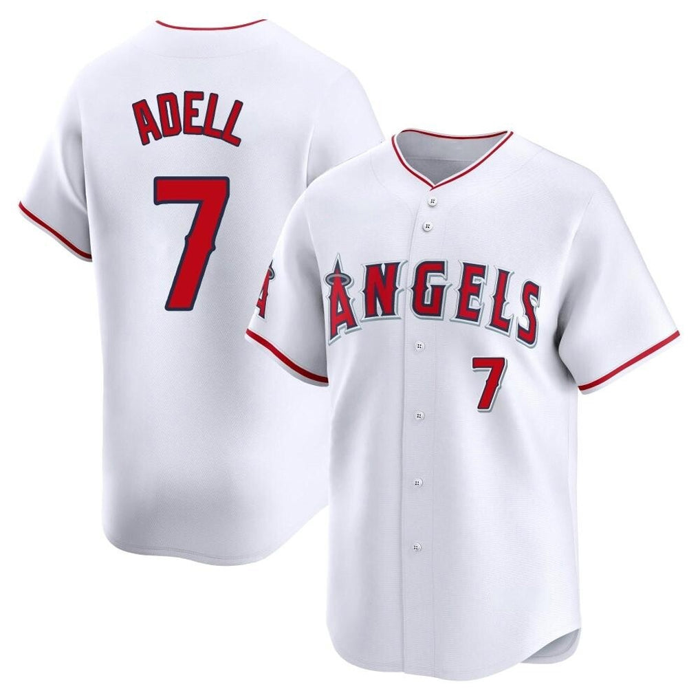 tocy LA.Angels #7 Jo Adell Player White Limited Home Stitched Jerseys