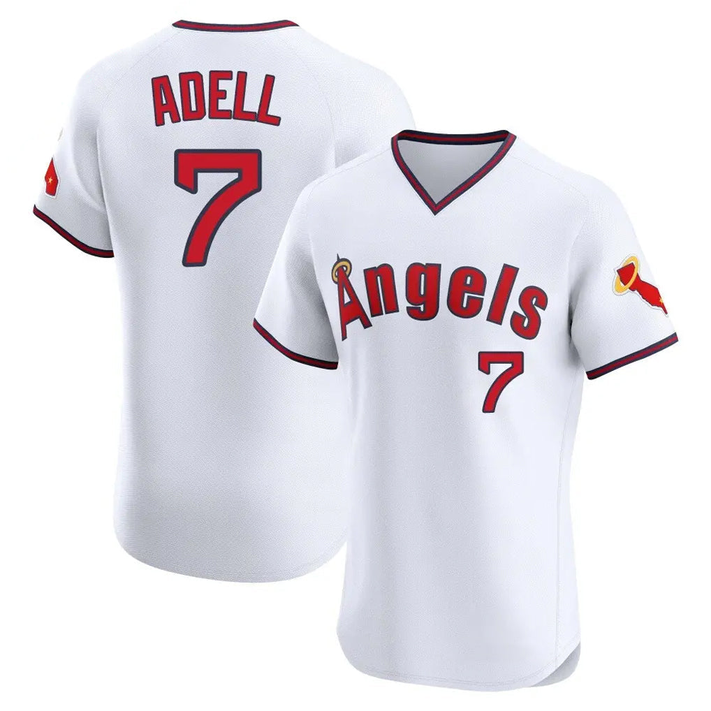 tocy LA.Angels #7 Jo Adell Player White T-shirt Home Limited Elite Stitched Jerseys