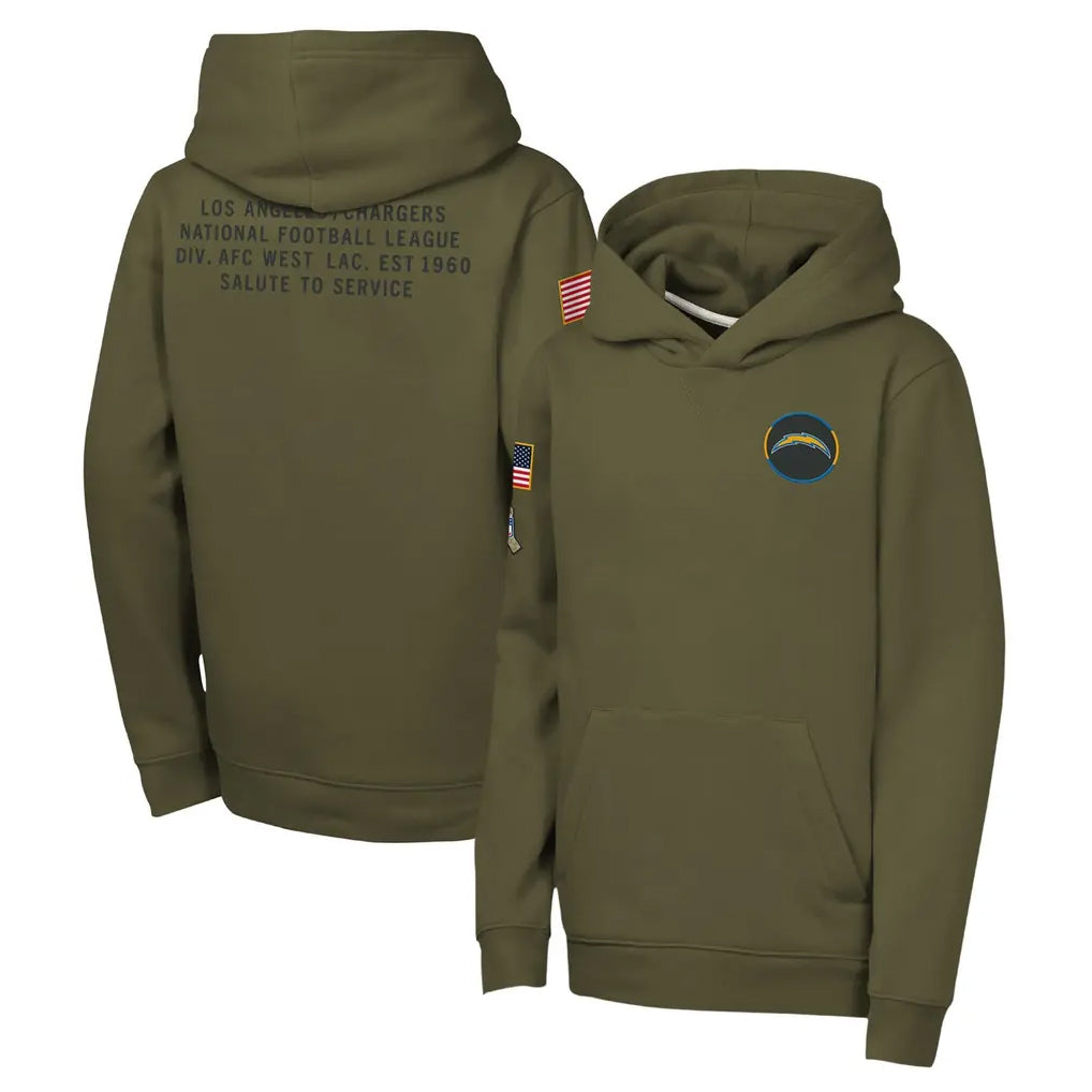 Johmsee LA.Chargers Olive Salute to Service Pullover Hoodies Limited Blank Player Stitched Jerseys