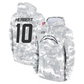 Johmsee LA.Chargers #10 Justin Herbert Player Arctic Camo Salute To Service Limited Hoodies Game Stitched Jerseys
