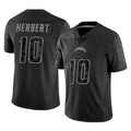 Tocy LA.Chargers #10 Justin Herbert Player Black Limited Reflective Home Game Stitched Jerseys