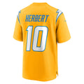 Johmsee LA.Chargers #10 Justin Herbert Player Gold Home Game Stitched Jerseys