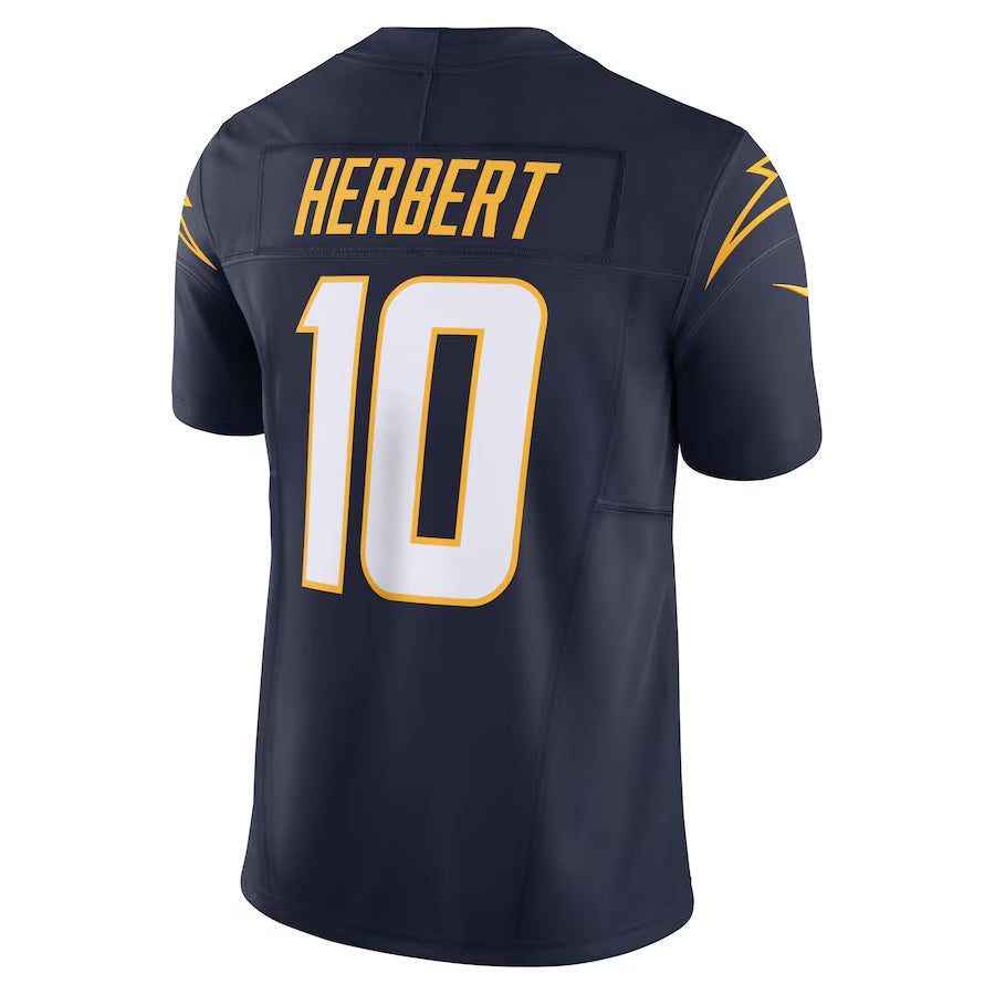 Johmsee LA.Chargers #10 Justin Herbert Player Navy Vapor F.U.S.E. Limited Stitched Jerseys
