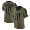 Johmsee LA.Chargers #10 Justin Herbert Player Olive Salute To Service Limited Game Stitched Jerseys