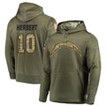 Johmsee LA.Chargers #10 Justin Herbert Player Salute to Service  Olive Hoodies Game Stitched Jerseys