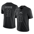 Tocy LA.Chargers #11 Cameron Dicker Player Black Limited Reflective Home Game Stitched Jerseys