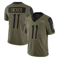 Tocy LA.Chargers #11 Cameron Dicker Player Olive Salute To Service Limited Game Stitched Jerseys
