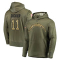 Johmsee LA.Chargers #11 Cameron Dicker Player Olive Salute to Service Pullover Hoodies Home Game Stitched Jerseys